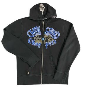 Vintage West Coast Choppers Harley Hooded Jacket Size Large Full Zip El Diablo